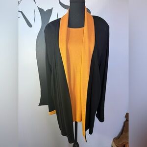 Picadilly Fashion 2 piece brown and Black cardigan and tank top. PTP 23